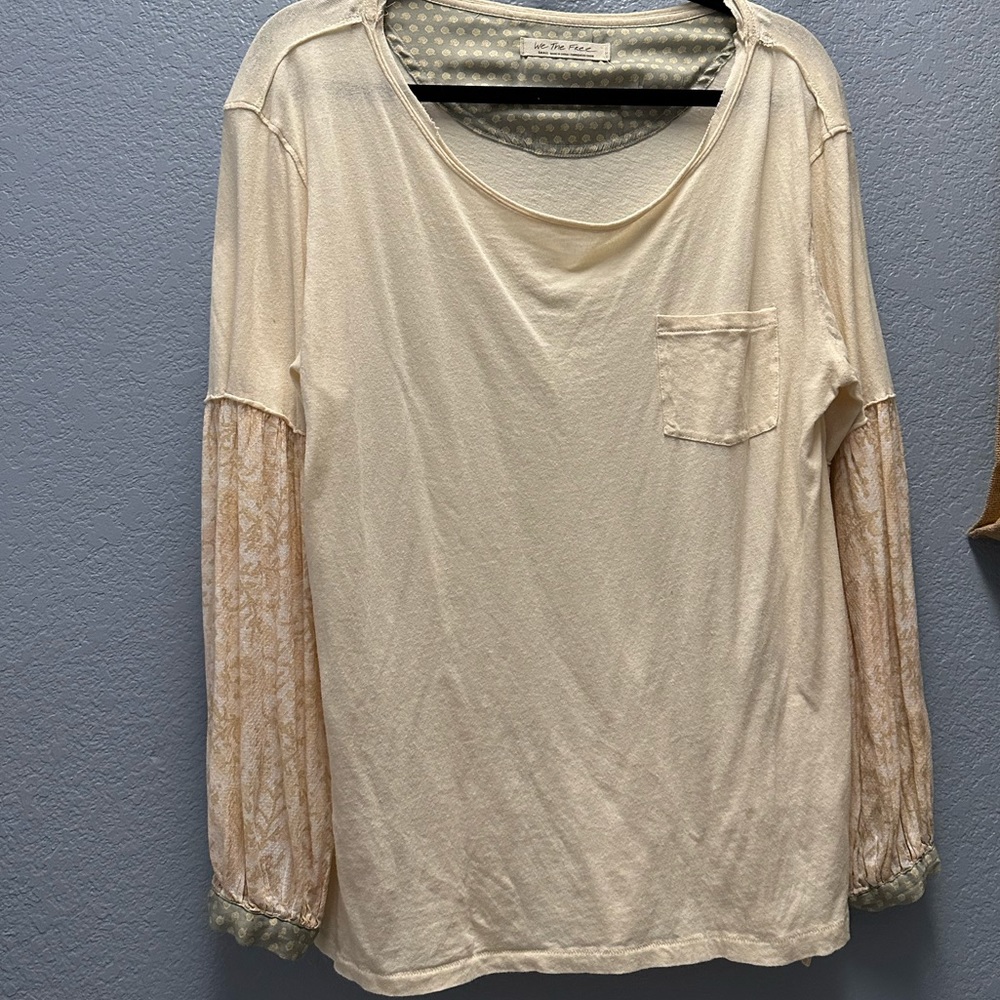 FREE PEOPLE Jade Long Sleeve Contrast Print Pattern Top. Size S. - Picture 5 of 15